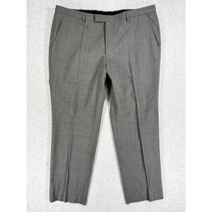 Hugo Boss Lenoan1 Dress Pants Mens 38x28 Gray Check Regular Fit Trousers